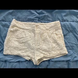 F21 Floral Lace White Shorts
